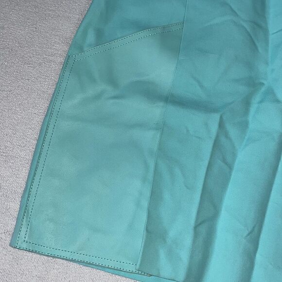 3•1 Phillip Lim Turquoise Skirt 100% Silk Lining 100% Leather Trim (Size: 4) - Picture 12 of 16